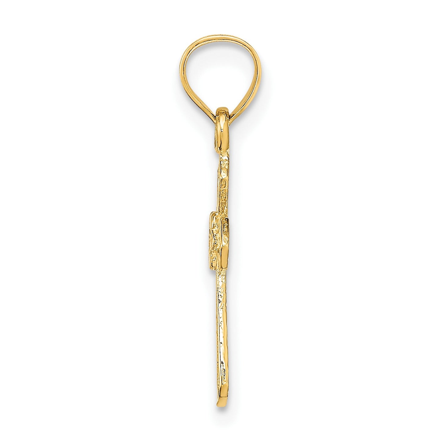 14K Small Cross with Flower Charm