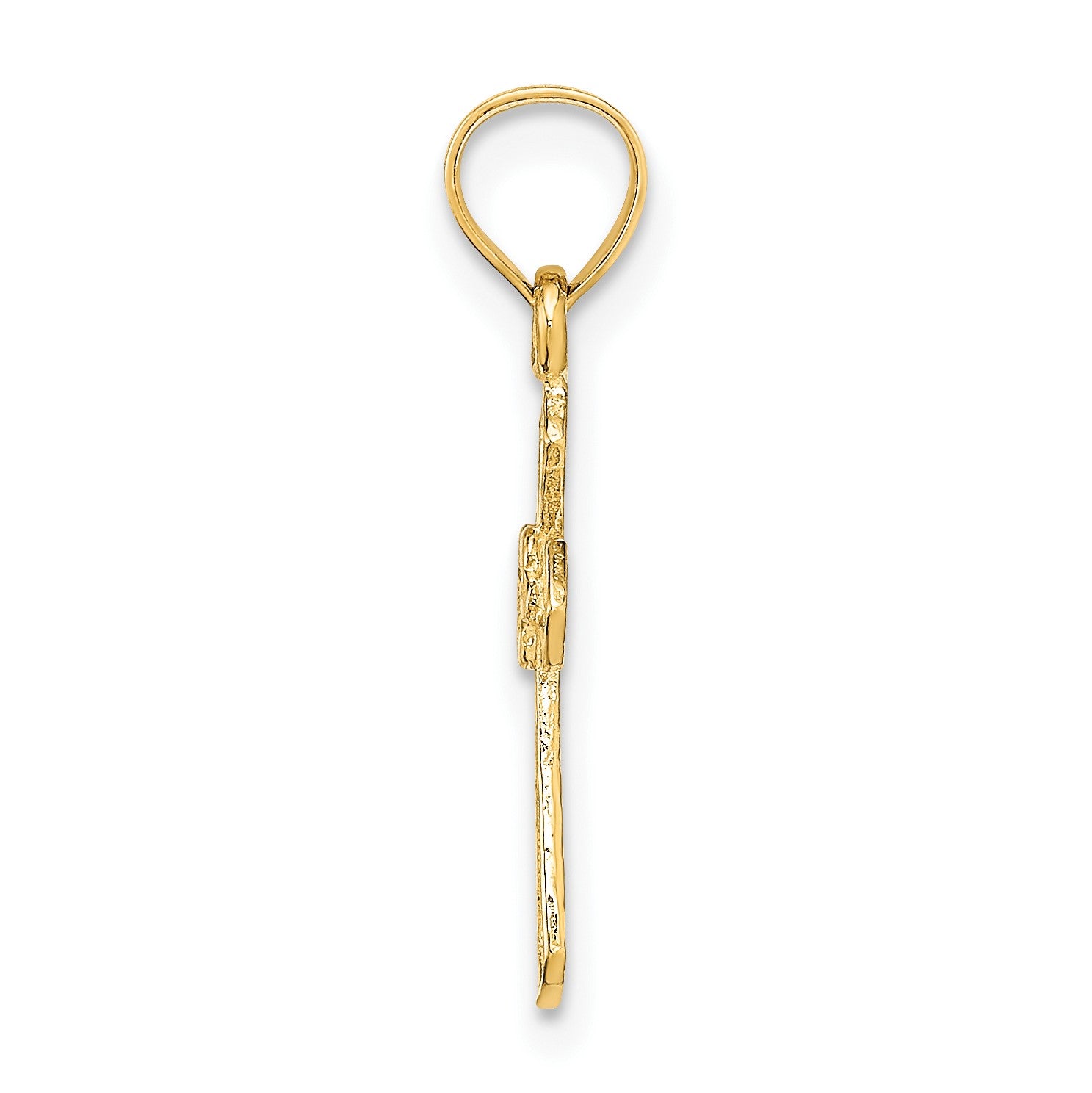 14K Small Cross with Flower Charm