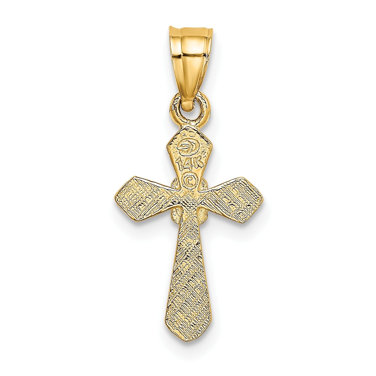 14K Small Cross with Flower Charm
