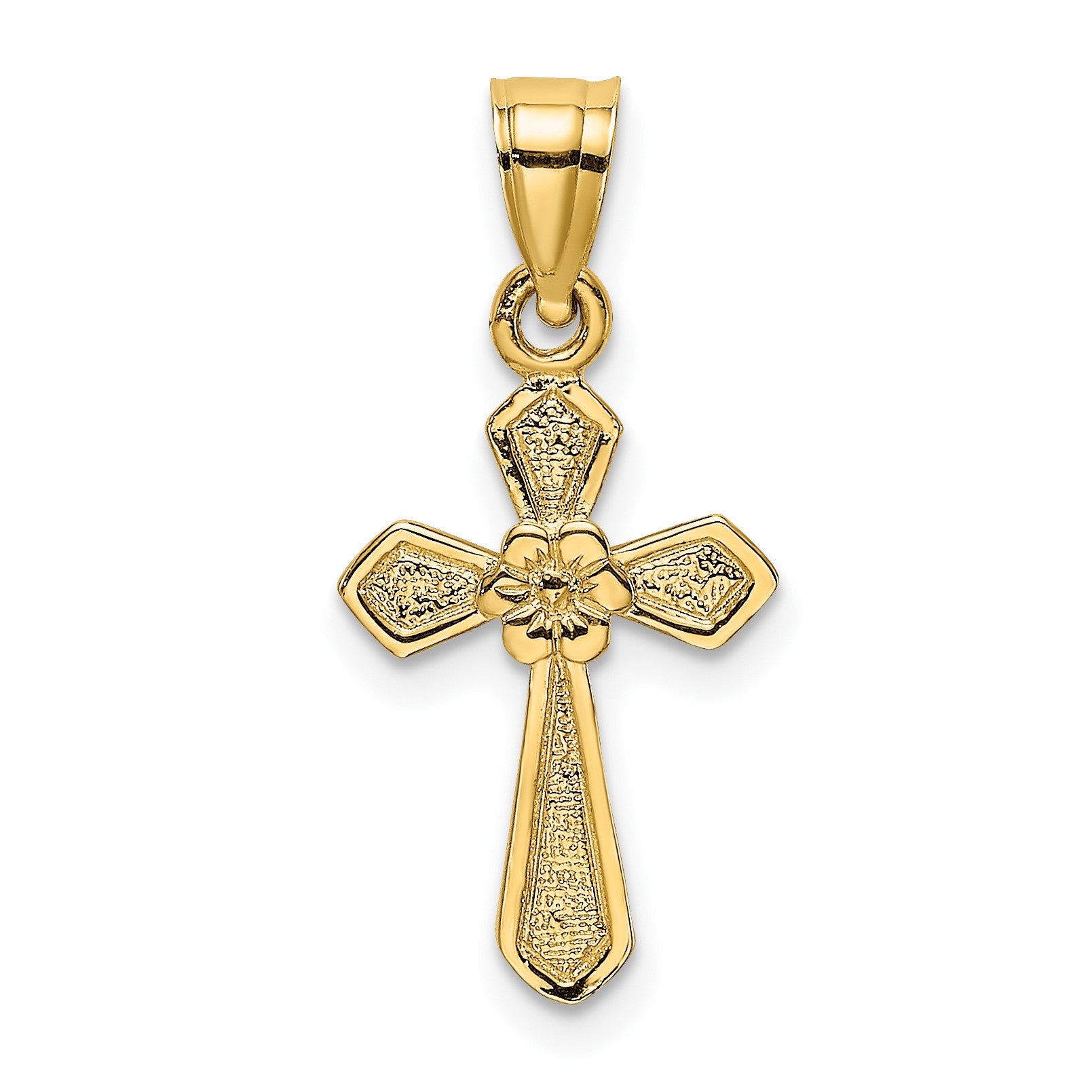 14K Small Cross with Flower Charm