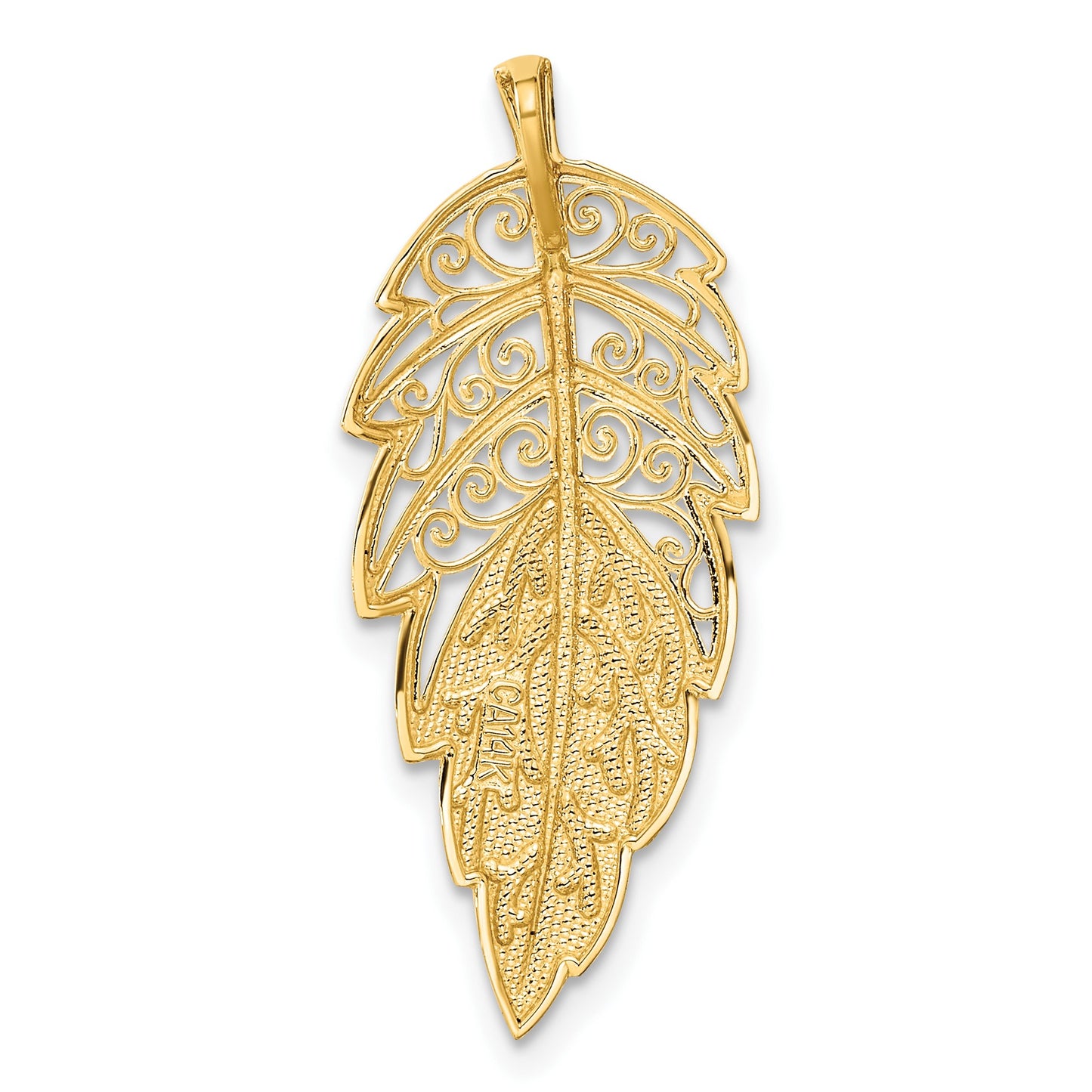 14k Diamond-Cut Leaf Chain Slide