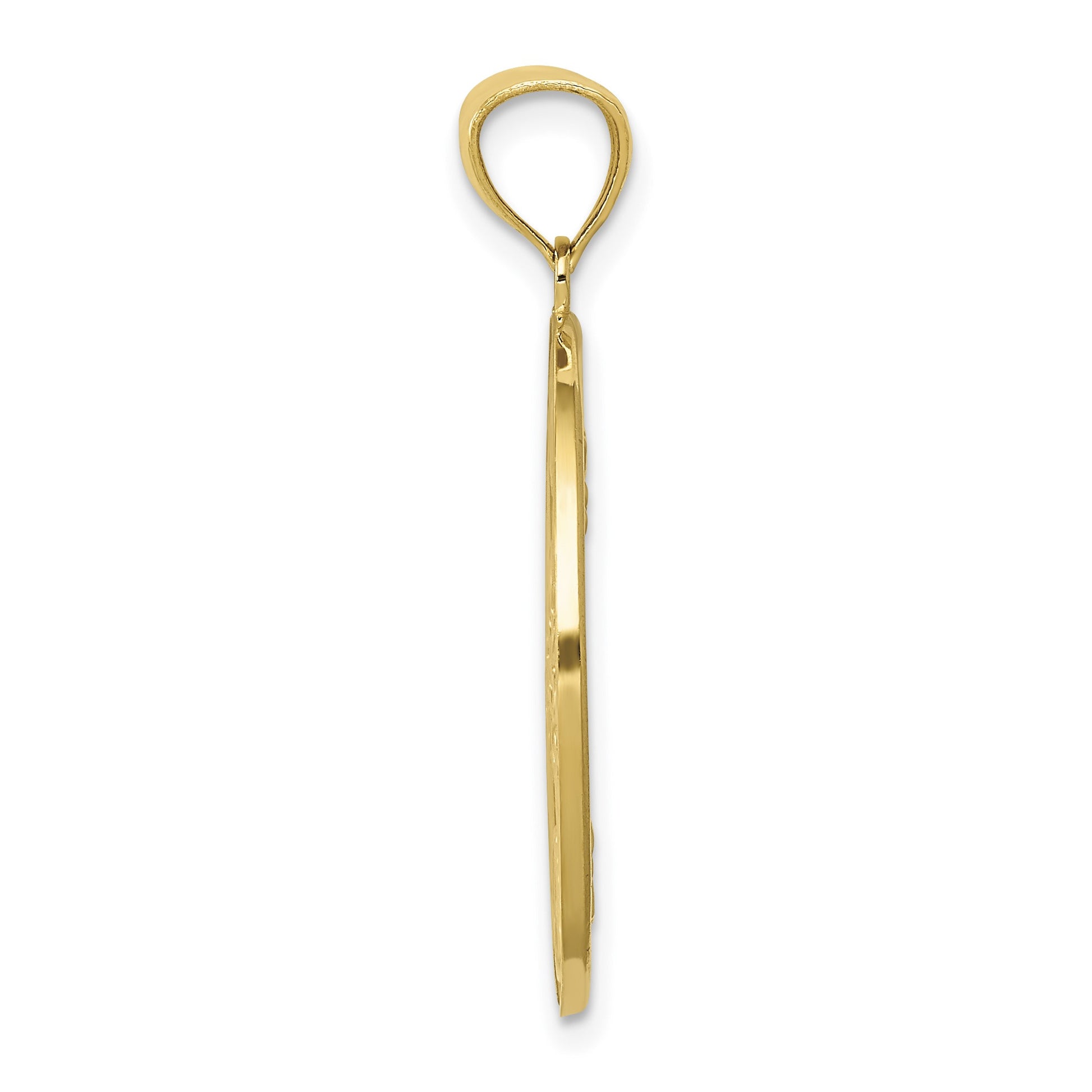 14k Yellow Gold Polished Doves in Circle Pendant