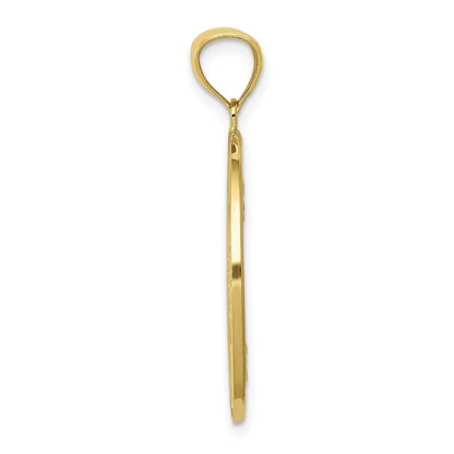 14k Yellow Gold Polished Doves in Circle Pendant