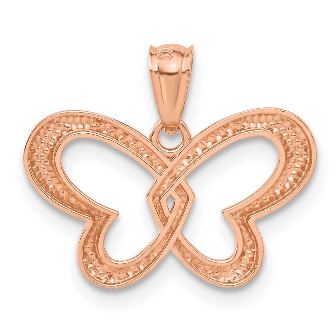 14k Rose Gold and White Rhodium Butterfly Pendant