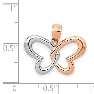 14k Rose Gold and White Rhodium Butterfly Pendant