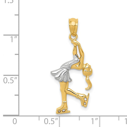 14K and White Rhodium Ice Skater Pendant