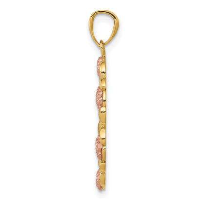 14K Two-Tone with White Rhodium Our Lady of Guadalupe with Flowers Oval Pendant