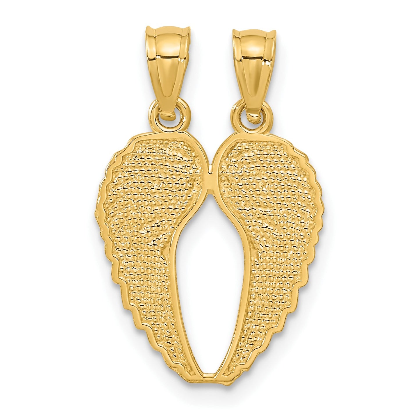 14k Two-Piece Break-Apart Diamond-cut Wings Pendant