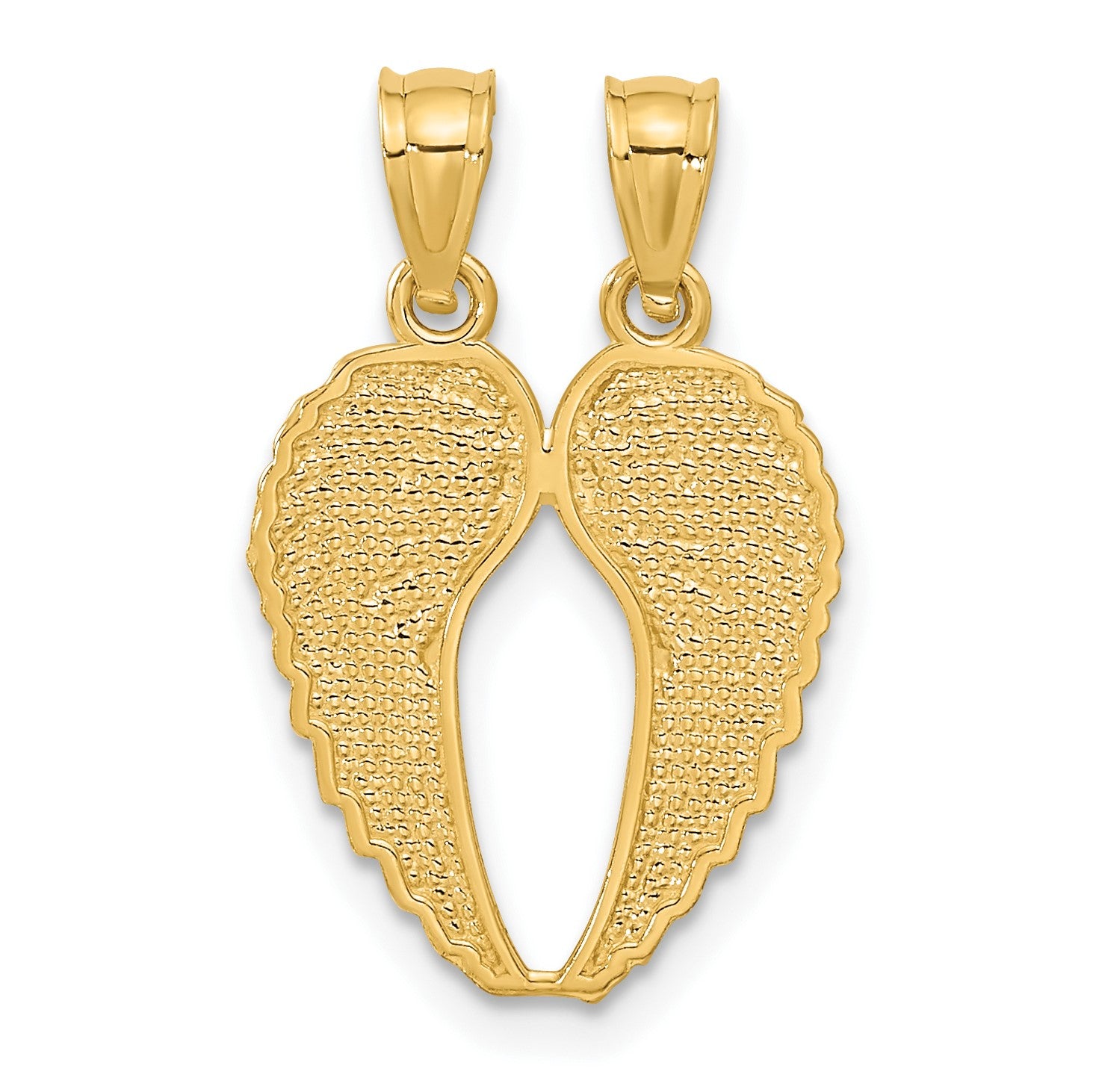14k Two-Piece Break-Apart Diamond-cut Wings Pendant