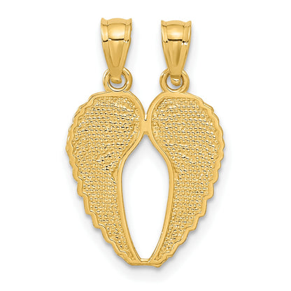 14k Two-Piece Break-Apart Diamond-cut Wings Pendant
