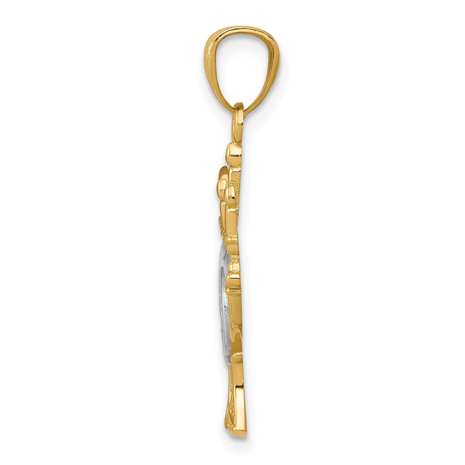 14K and White Rhodium Star of David Menorah Pendant