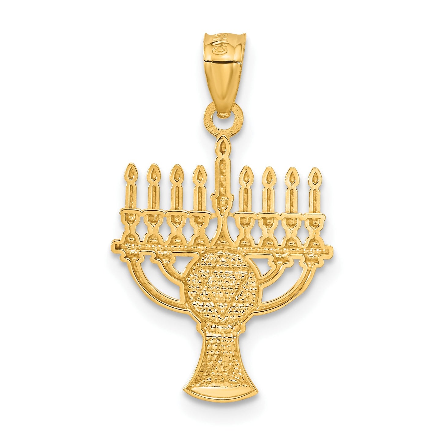 14K and White Rhodium Star of David Menorah Pendant
