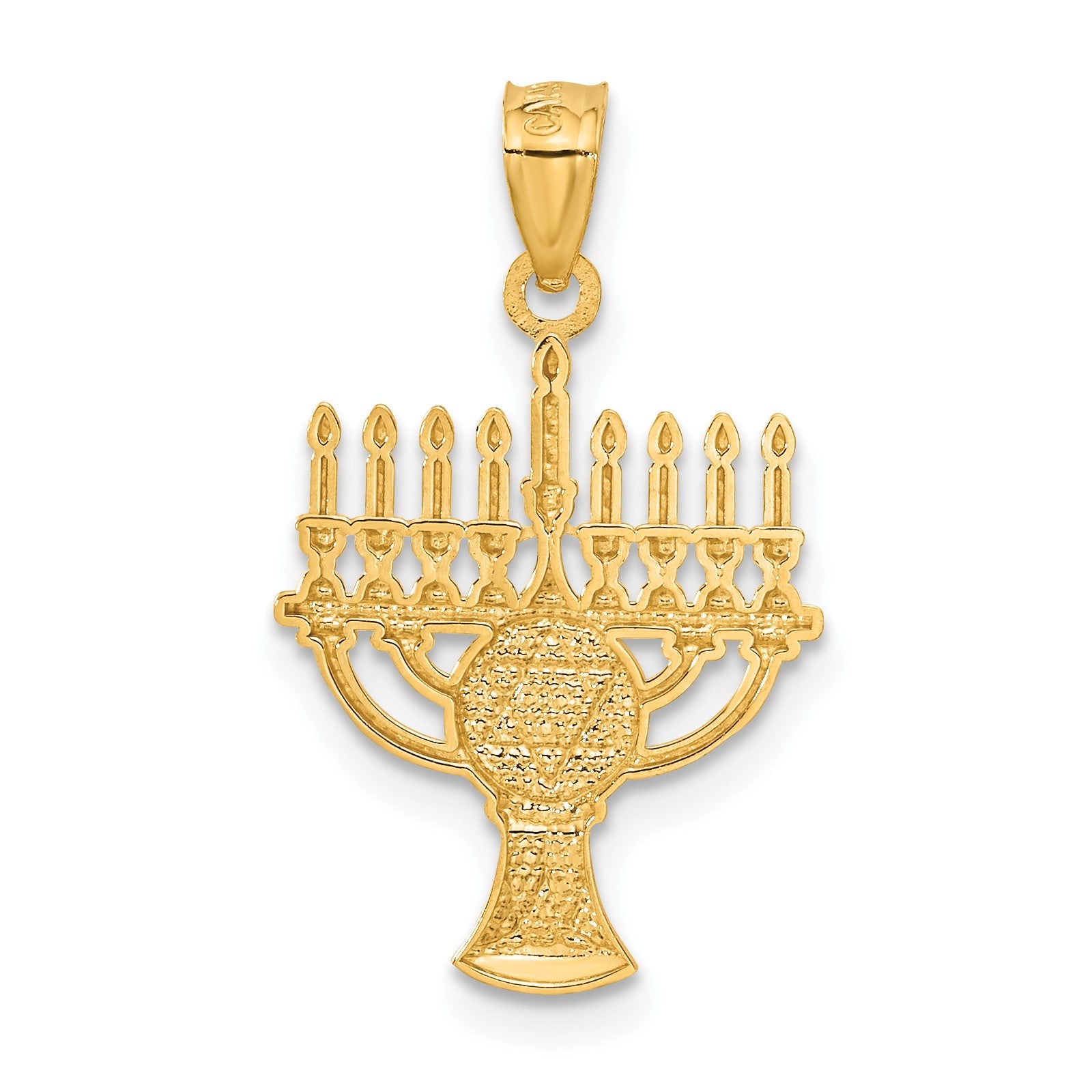 14K and White Rhodium Star of David Menorah Pendant