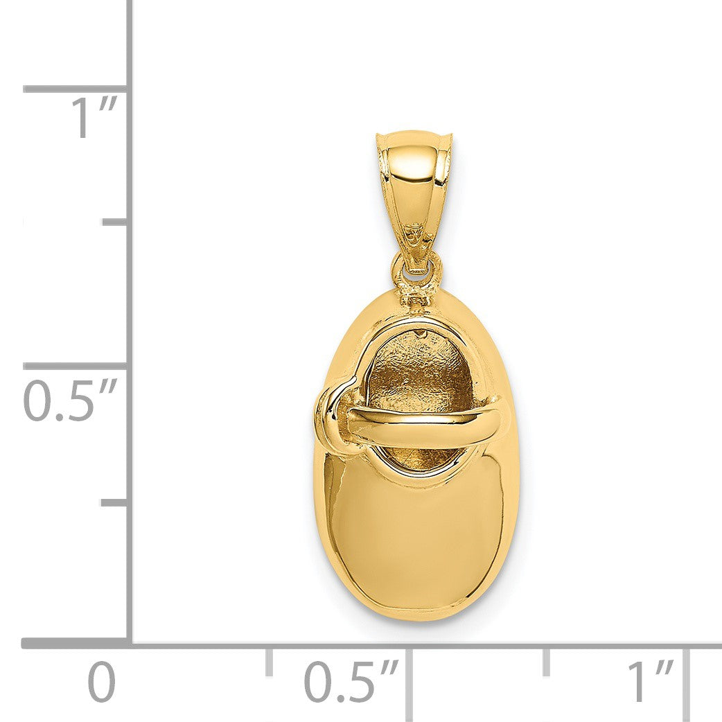 14K Polished 3-D Baby Shoe Pendant