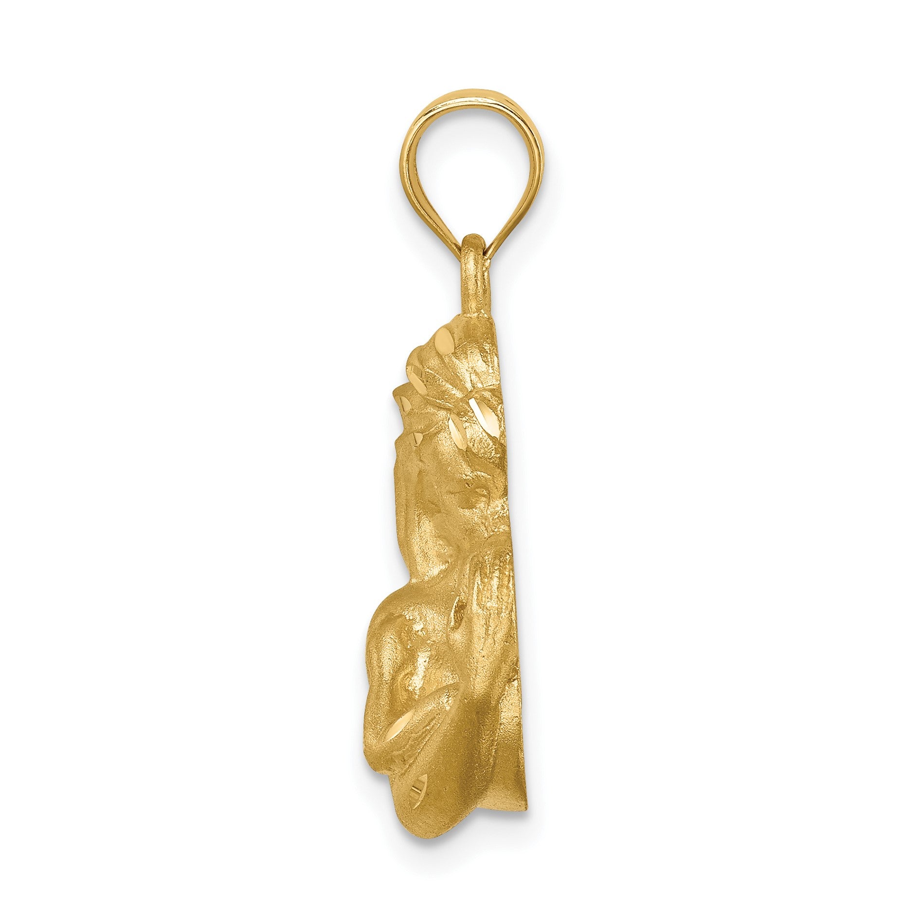 14K Brushed Diamond-cut Mom and Baby Pendant