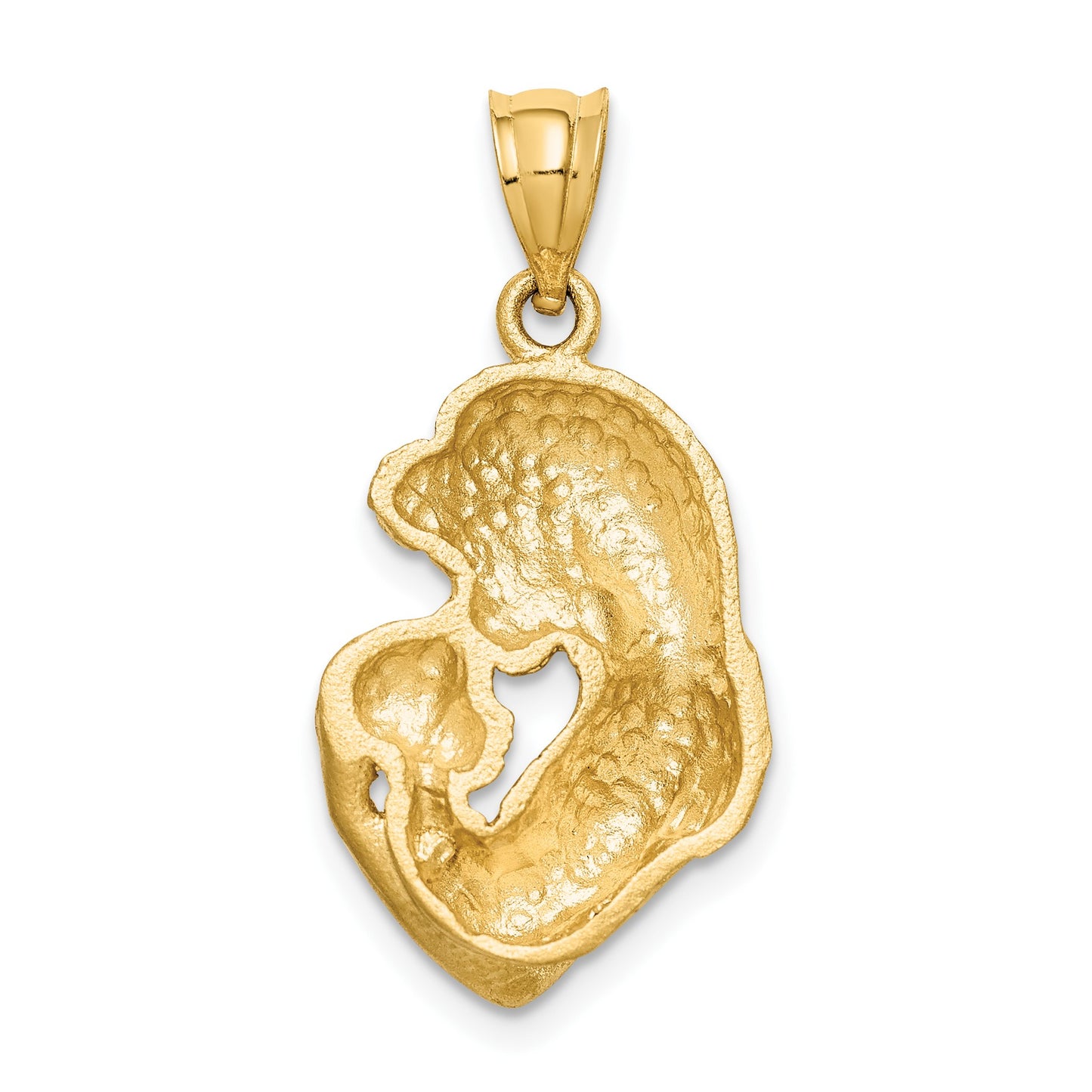 14K Brushed Diamond-cut Mom and Baby Pendant