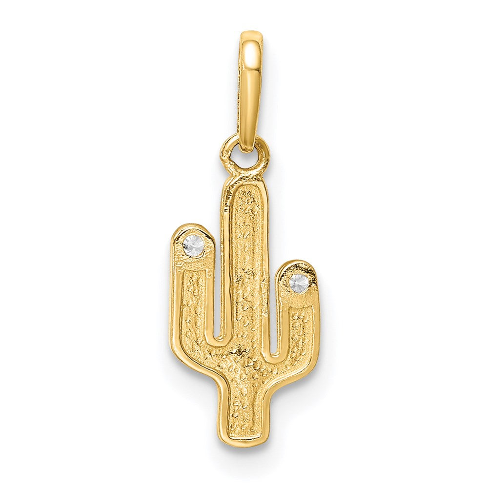 14K Cactus CZ Pendant