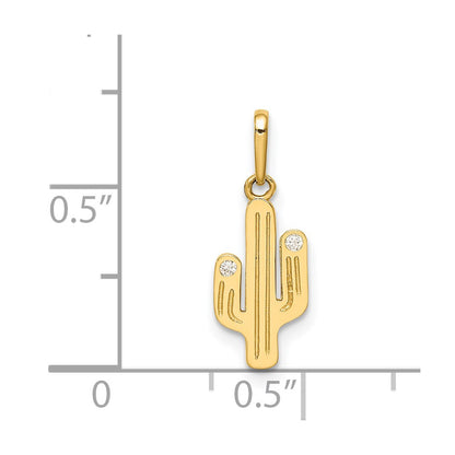 14K Cactus CZ Pendant