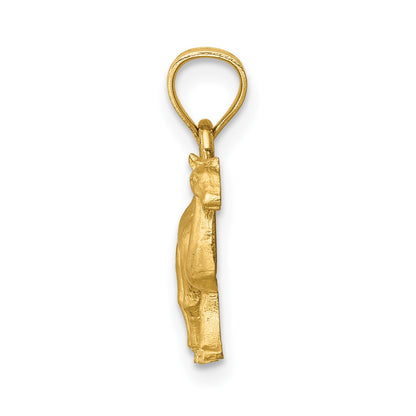 14K Satin Diamond-cut Camel Pendant