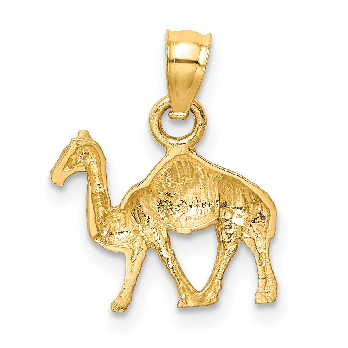 14K Satin Diamond-cut Camel Pendant