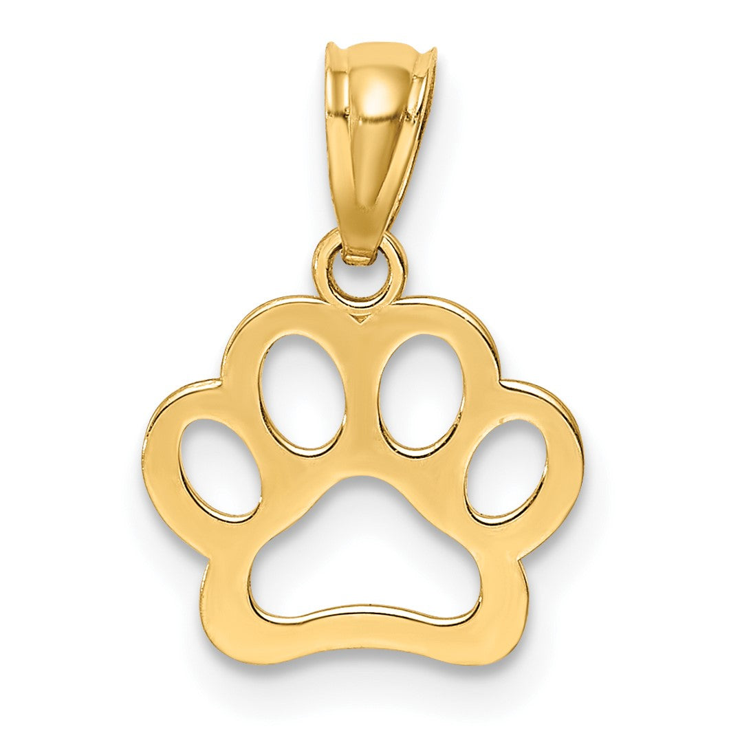14K Cut-out Paw Print Pendant