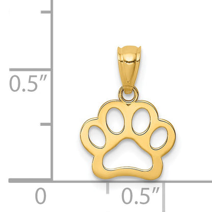 14K Cut-out Paw Print Pendant
