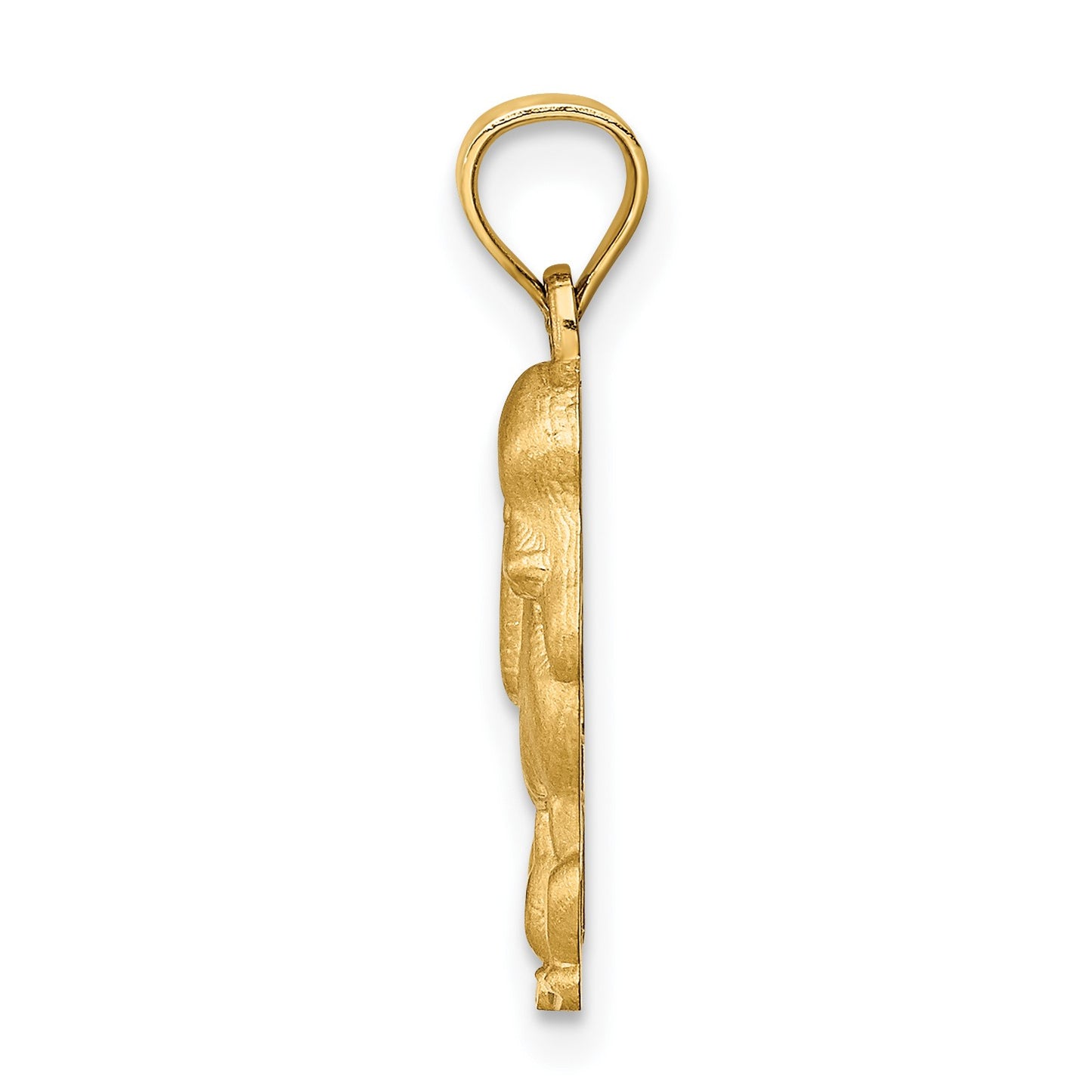 14K Satin Diamond-cut Poodle Dog Pendant