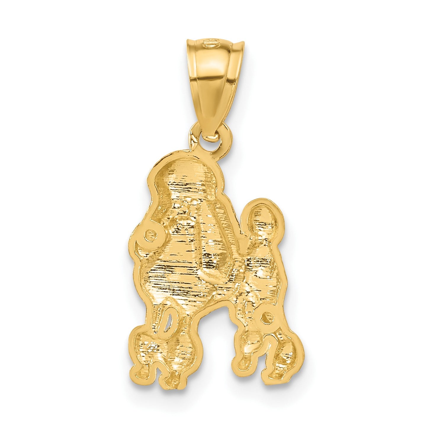 14K Satin Diamond-cut Poodle Dog Pendant
