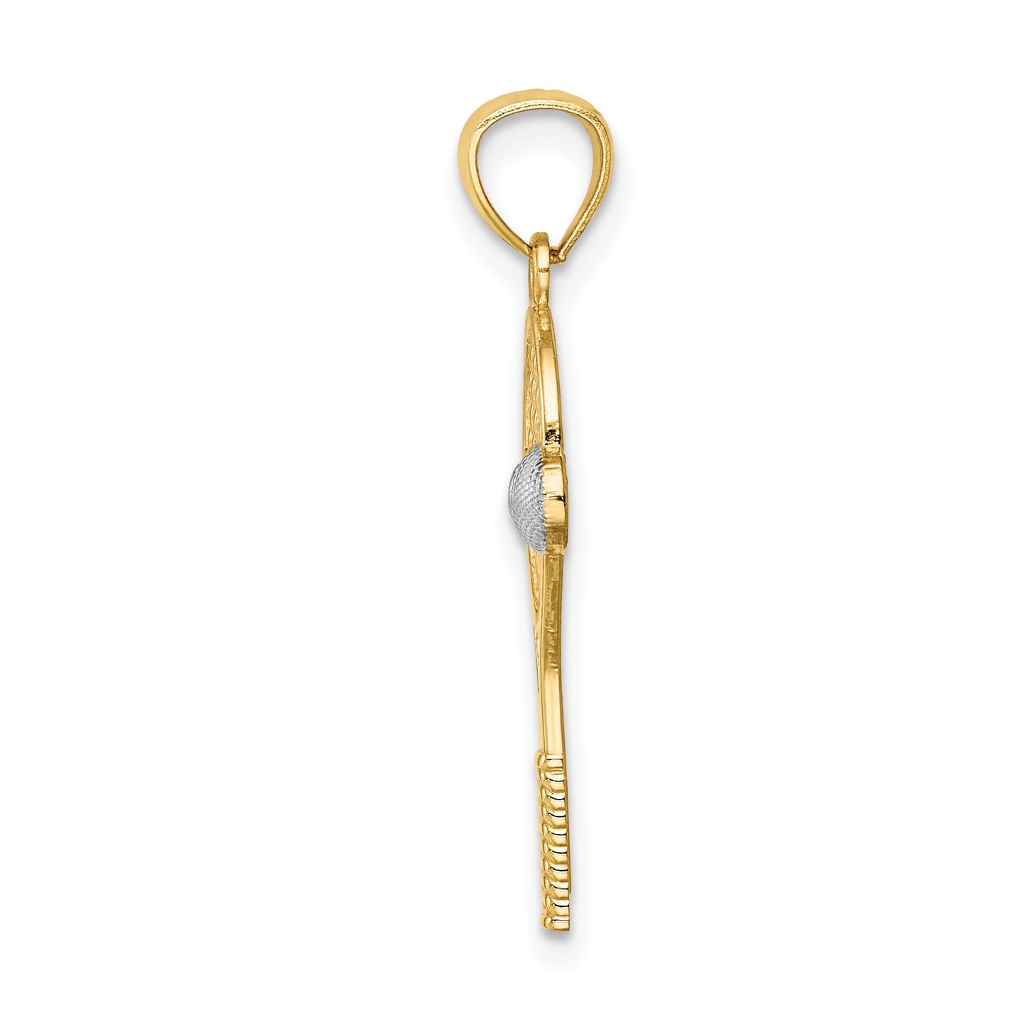 14K and White Rhodium Tennis Racquet and Ball Pendant