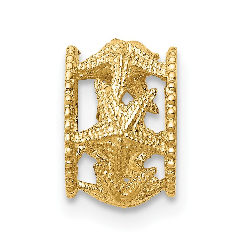 14K Polished Starfish Barrel Slide