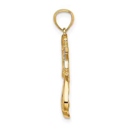 14K and White Rhodium Diamond-cut Angel with a Star Charm