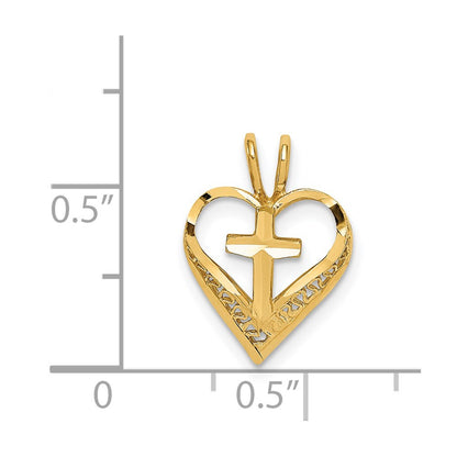 14K D/C Heart w/Cross Chain Slide