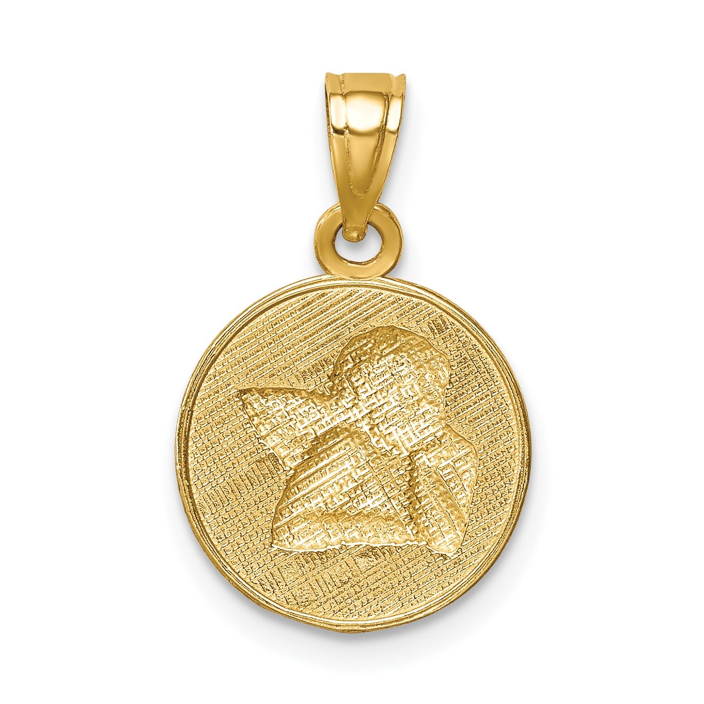 14K and White Rhodium Angel Round Pendant