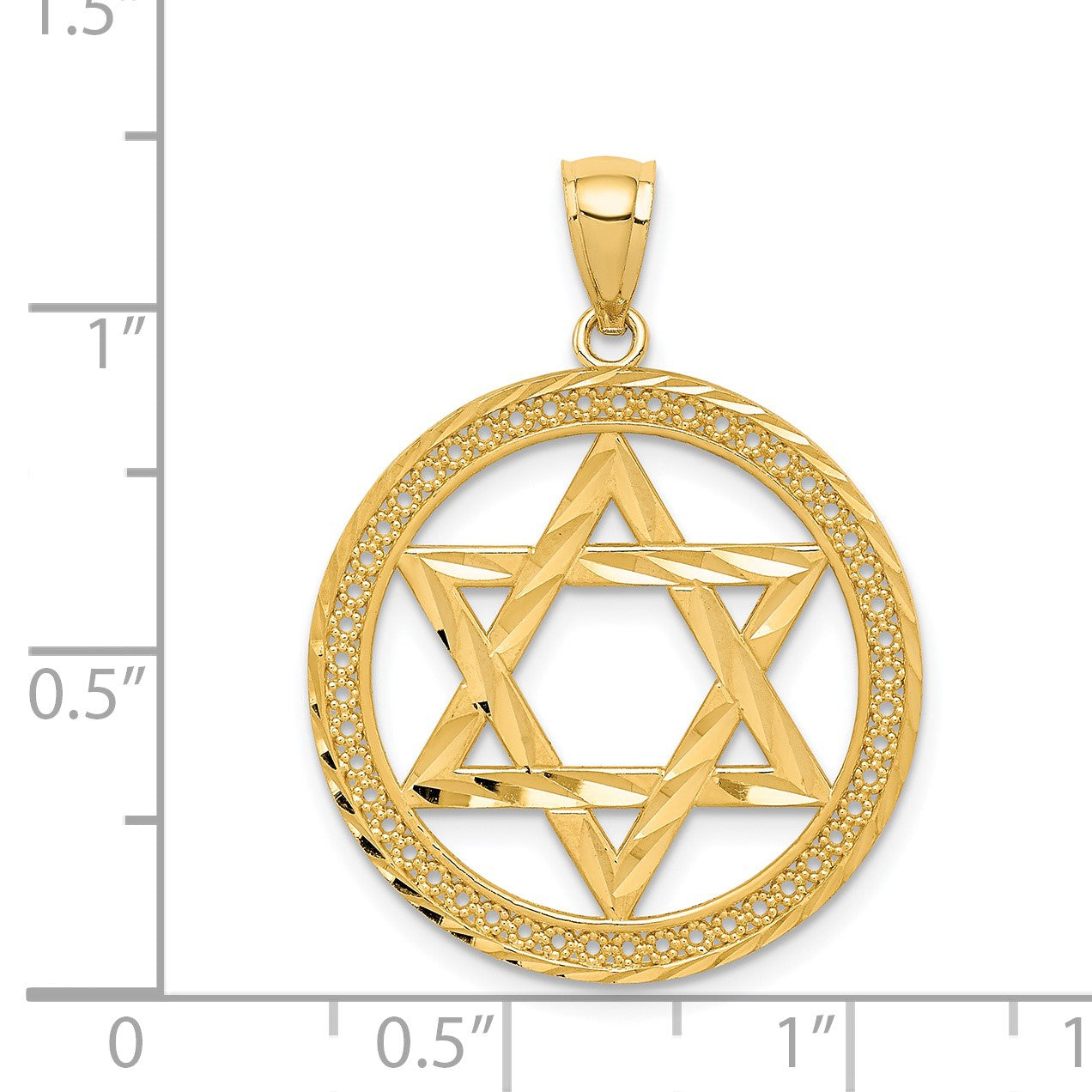 14K Star of David Round Pendant