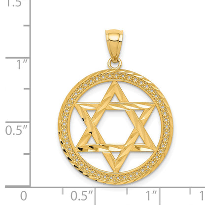 14K Star of David Round Pendant