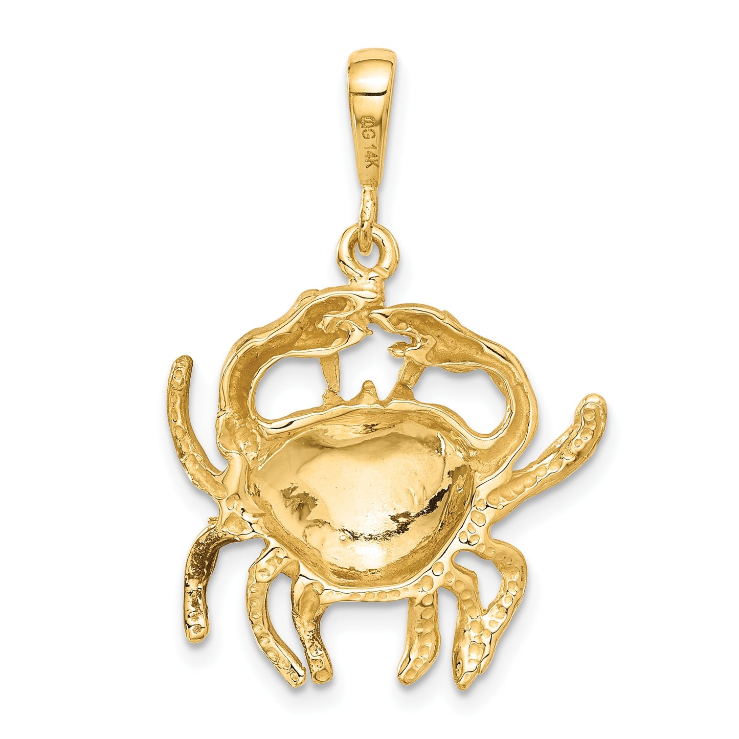 14k Satin Diamond-cut Cancer Zodiac Charm