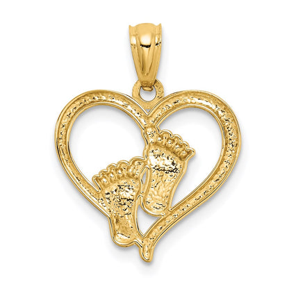 14K Baby Feet in a Heart Pendant