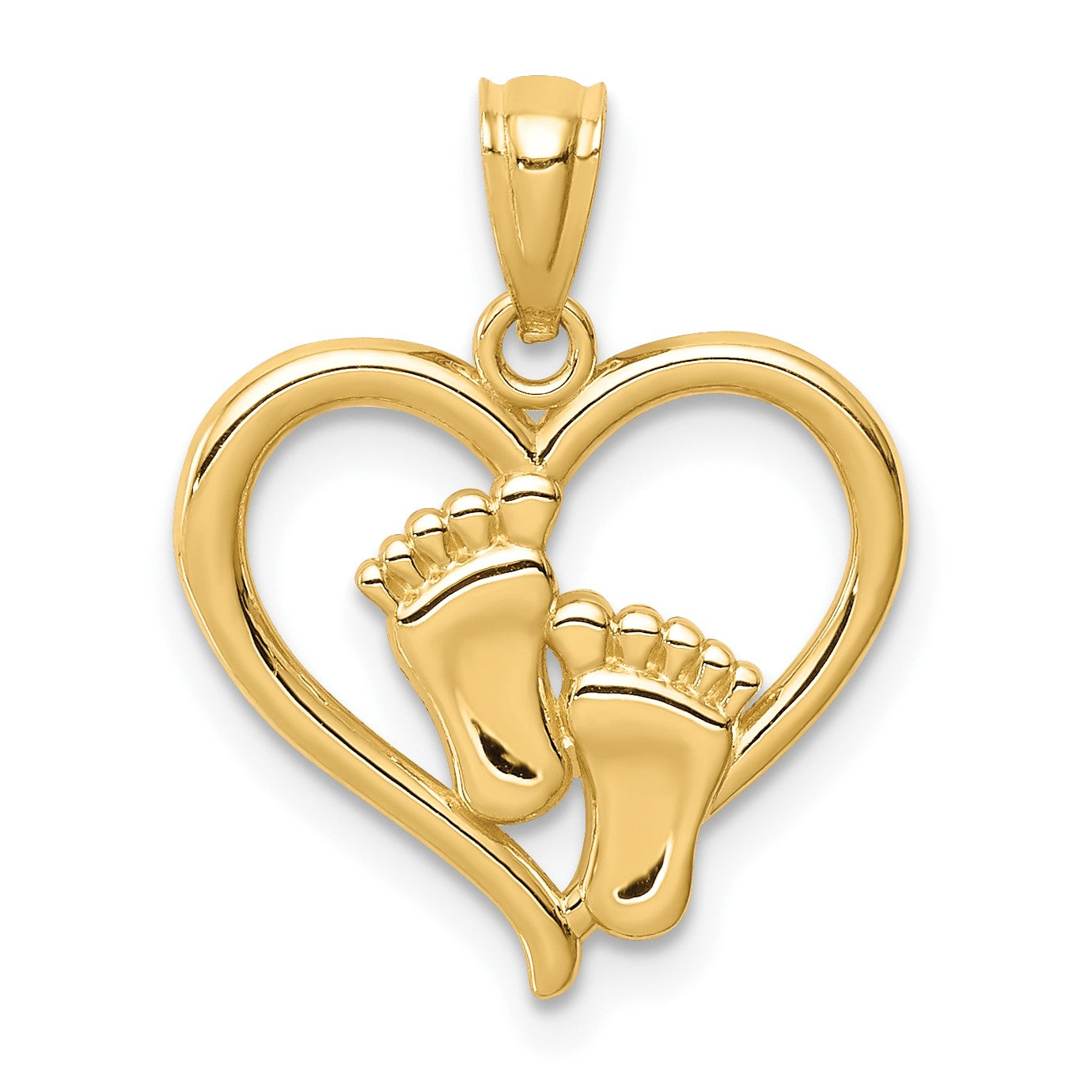 14K Baby Feet in Heart Pendant