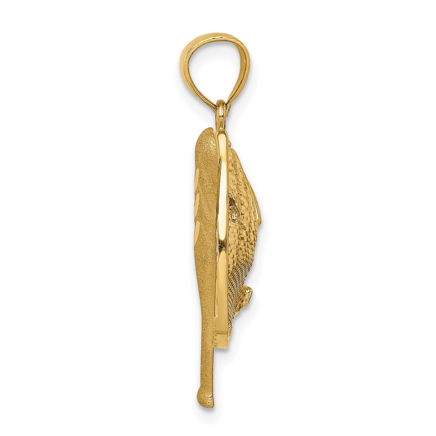 14K and White Rhodium Diamond-cut Baseball Bat/Glove/Ball Pendant
