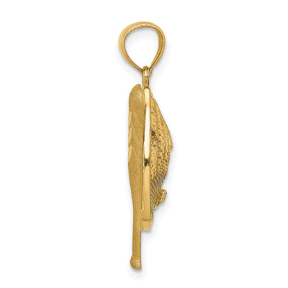 14K and White Rhodium Diamond-cut Baseball Bat/Glove/Ball Pendant