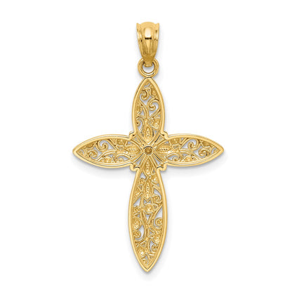 14K White Rhodium D/C Passion Cross Pendant