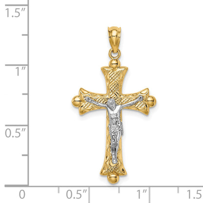 14K Two-Tone Florentine Crucifix Pendant