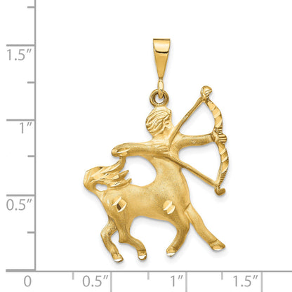 14k Satin Diamond-cut Sagittarius Zodiac Charm