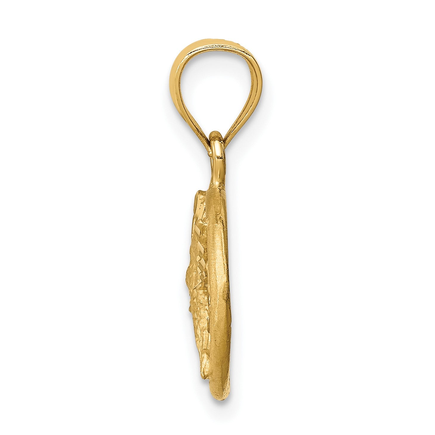 14K Diamond-cut Brushed Hummingbird Pendant