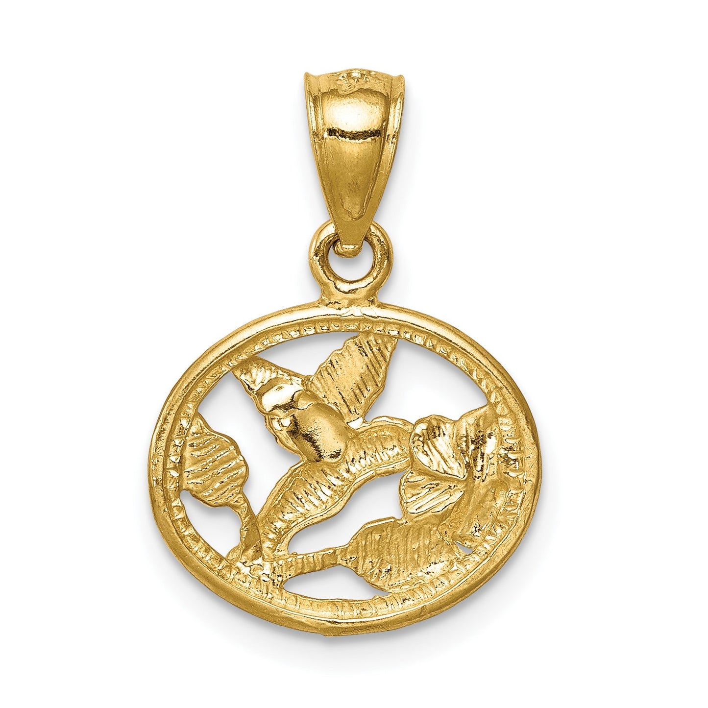 14K Diamond-cut Brushed Hummingbird Pendant