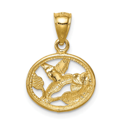 14K Diamond-cut Brushed Hummingbird Pendant