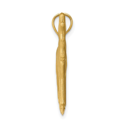 14K Brushed Diamond-cut Howling Wolf Pendant