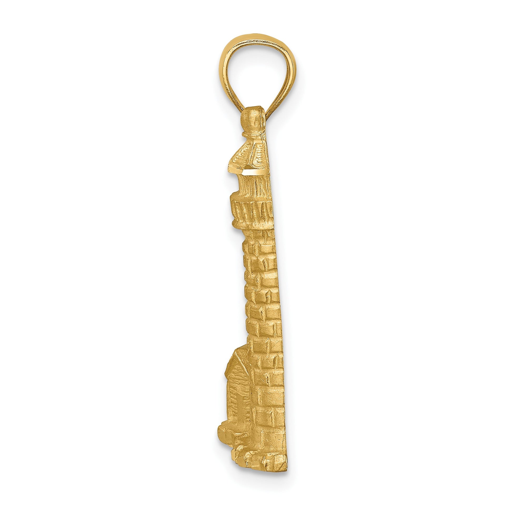 14K Brushed Diamond-cut Corolla NC Lighthouse Pendant