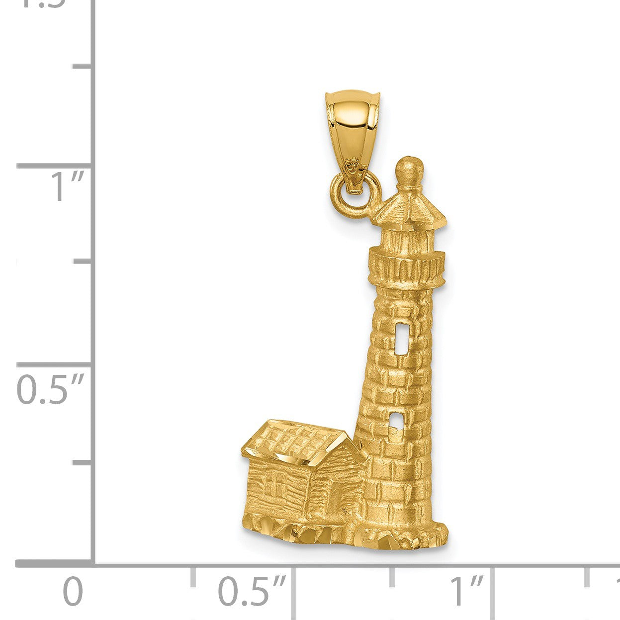 14K Brushed Diamond-cut Corolla NC Lighthouse Pendant