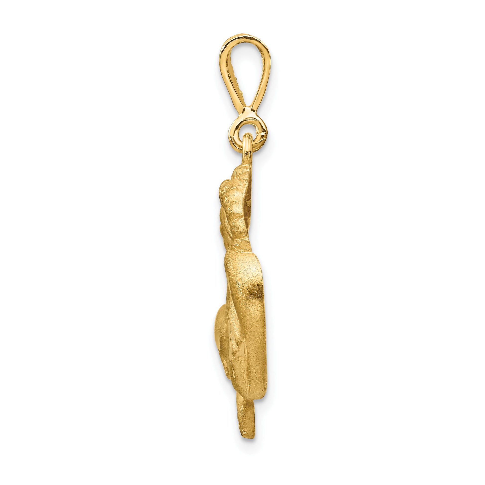 14k Satin Diamond-cut Capricorn Zodiac Charm